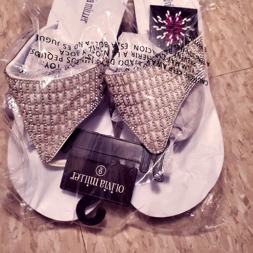 White Wedges with Rhinestones